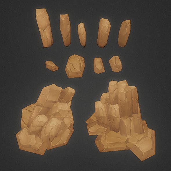 Low Poly Rock Formation 01