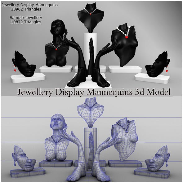 Jewellery Display Mannequins 3d Model