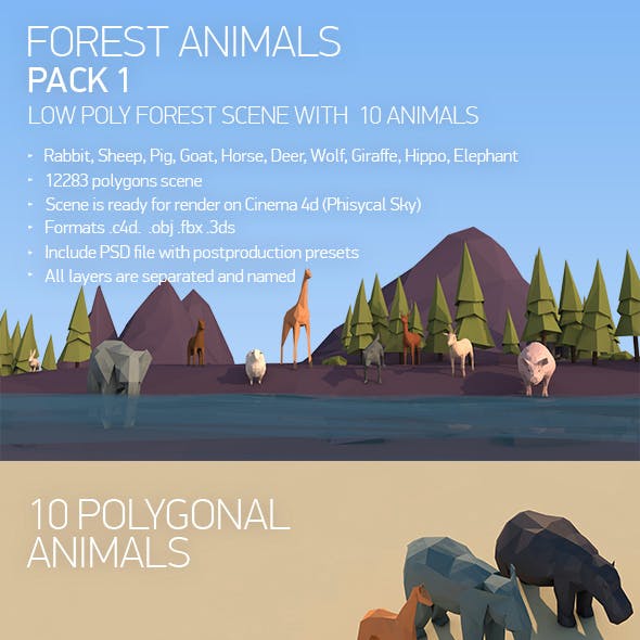Low Poly Forest Animals Pack 1