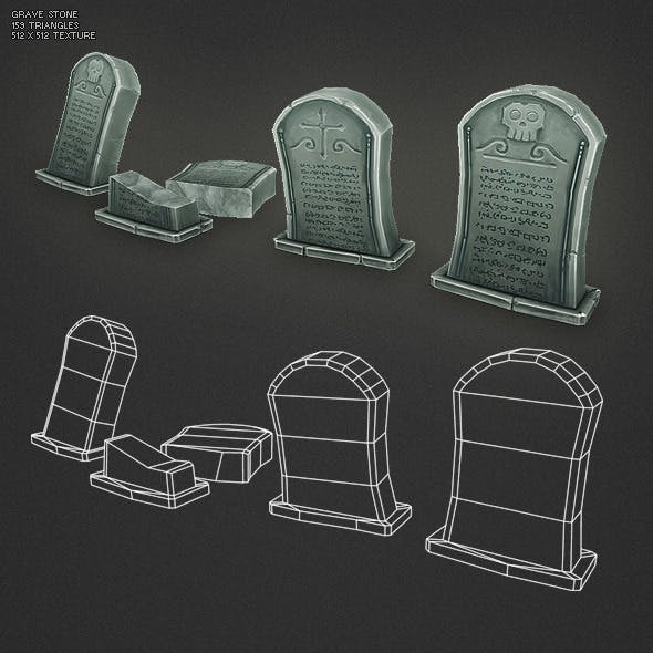 Low Poly Grave Stone 01