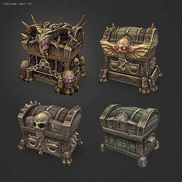 Low Poly Treasure Chest Set