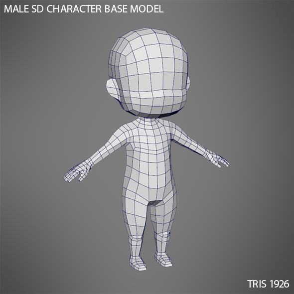 Male SD Character Base Low Poly Model