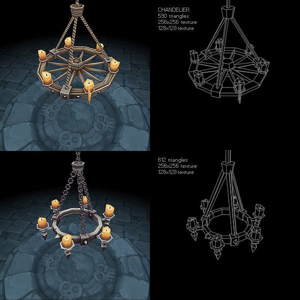 Low Poly Chandelier Set